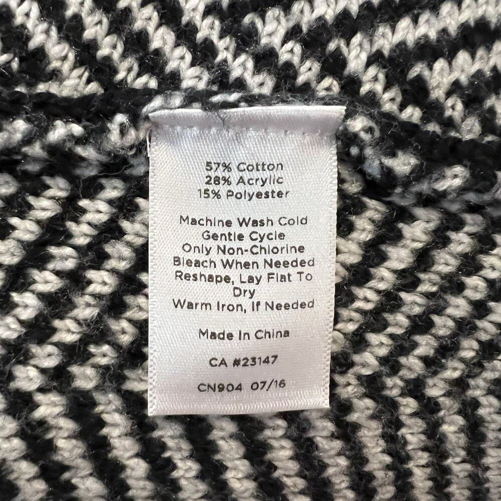 Talbots Women’s Cardigan 3X Chevron Knit Open Front Sweater Black White - Picture 5 of 5